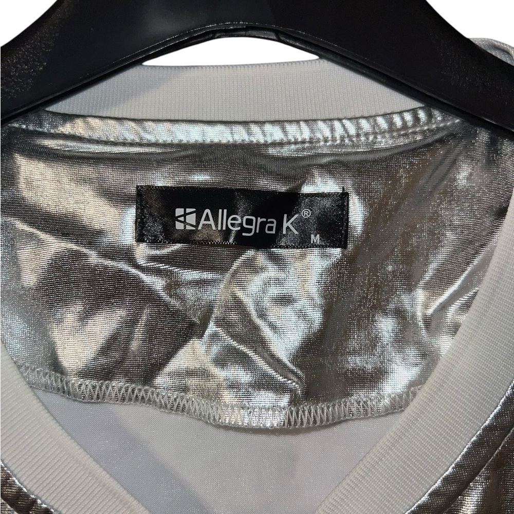Silver Metallic Women's Jacket Medium - Picture 3 of 4